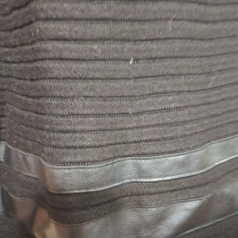Calvin Klein Black Midi Dress with Leather Accents - Picture 5 of 11